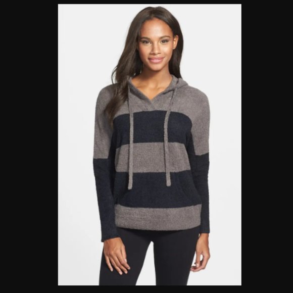 Barefoot Dreams 'Bamboo Chic Lite' Hoodie in MIDNIGHT / COCOA (S/M) - Picture 1 of 5